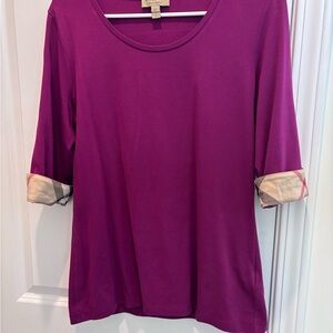 Burberry Pink and Purple Cuffed Sleeve T-Shirt